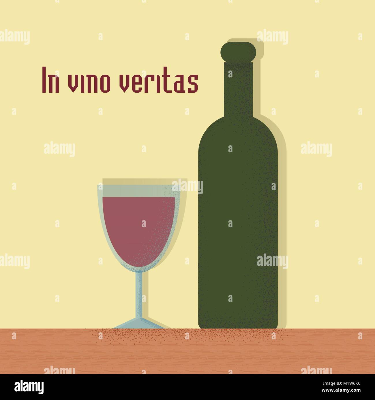 Trendy Style Hüfthose Vector Illustration, typografischen Plakat mit einer Flasche Wein und einem Glas Stock Vektor