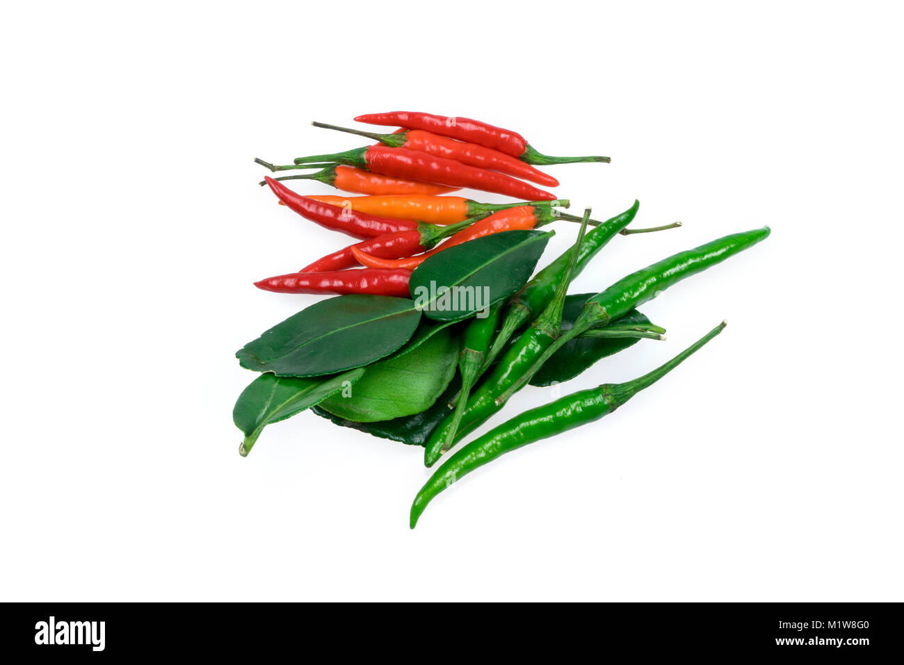 Chili bullet Combo auf weißem Hintergrund Stockfoto