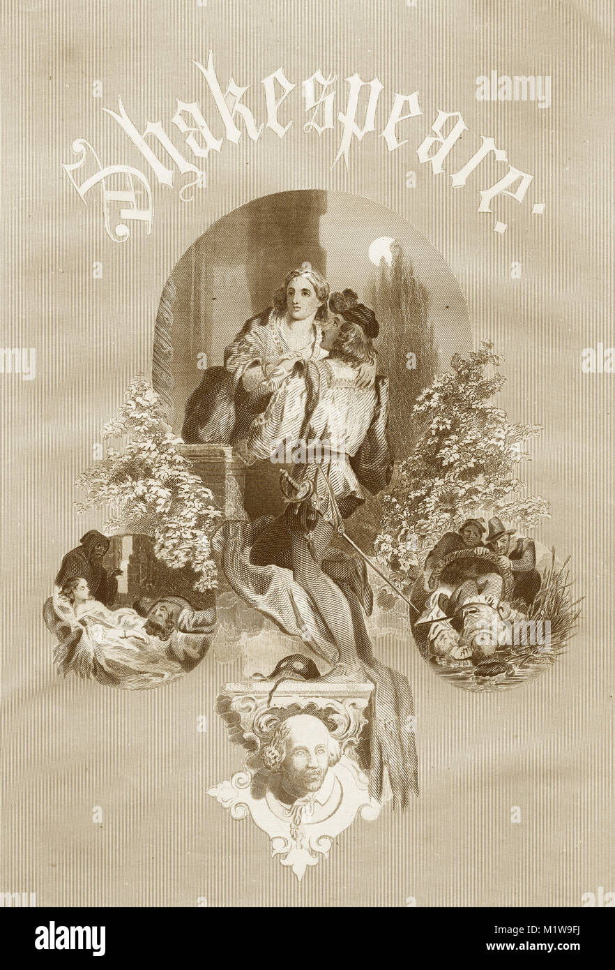Gravieren von verschiedenen Shakespeare Themen. Aus den Illustrierten Werke von Shakespeare, 1878 Stockfoto