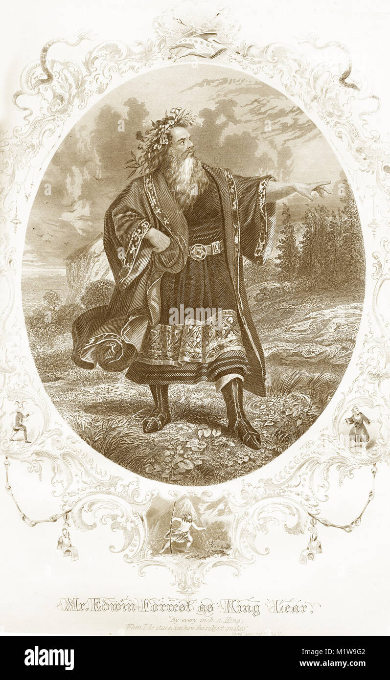 Gravur des König Lear Shakespeare Charakter, von einem amerikanischen, Edwin Forrest gehandelt hat. Aus den Illustrierten Werke von Shakespeare, 1878 Stockfoto