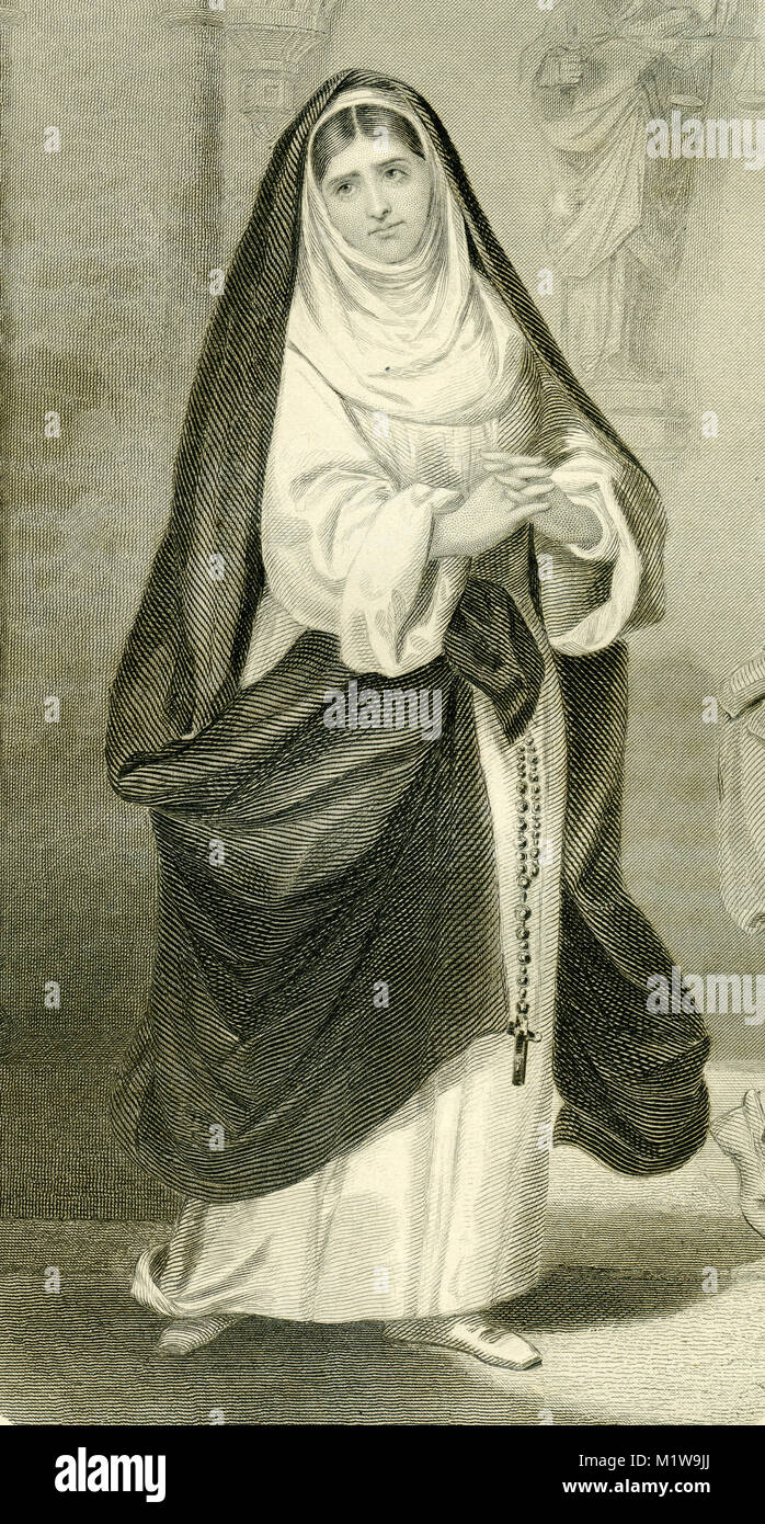 Gravur der Shakespeare Charakter Isabella, von einem Amerikaner, Fanny Kemple gehandelt hat. Aus den Illustrierten Werke von Shakespeare, 1878 Stockfoto