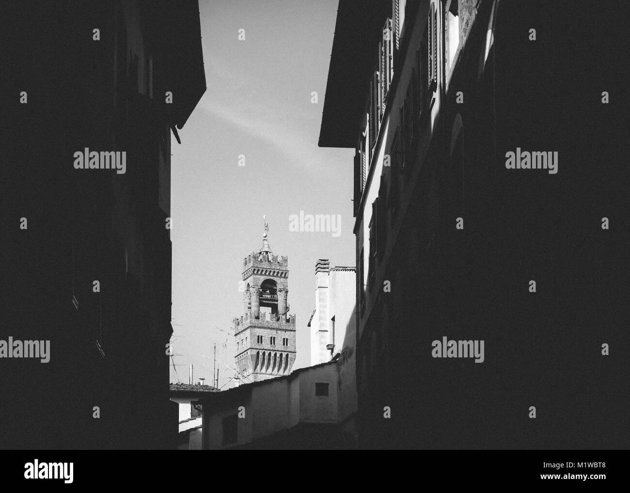 Turm von Arnolfo, Florenz, Toskana, Italien in Schwarz und Weiß fine art Stil Stockfoto