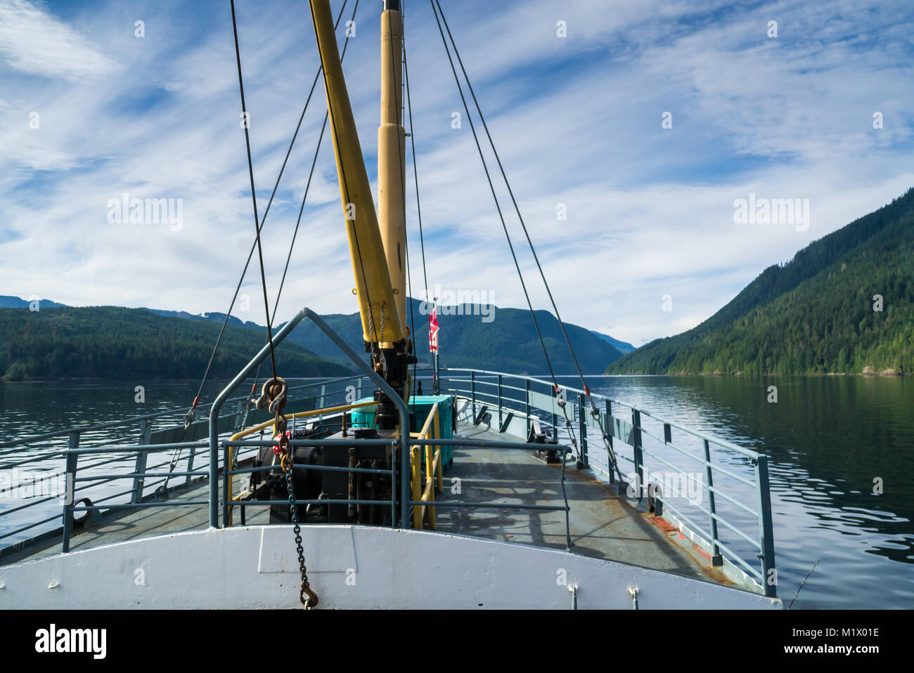 Das Deck der Fähre in der Nähe von Port Alberni Vancouver Island, BC, Kanada Stockfoto
