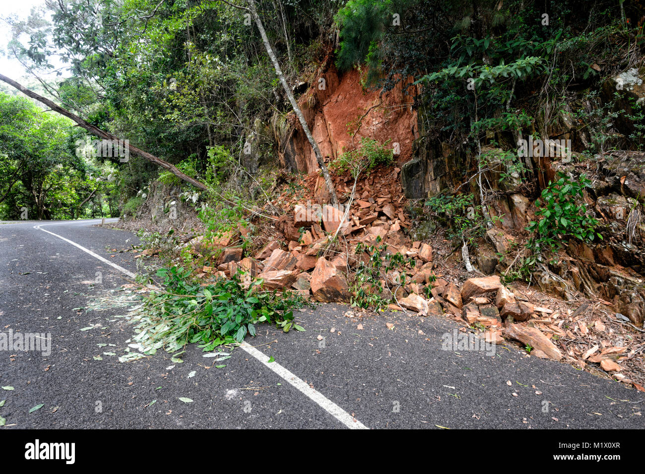 Erdrutsche nach heftigen Regenfällen auf See Morris Road, Cairns, Far North Queensland, FNQ, QLD, Australien Stockfoto
