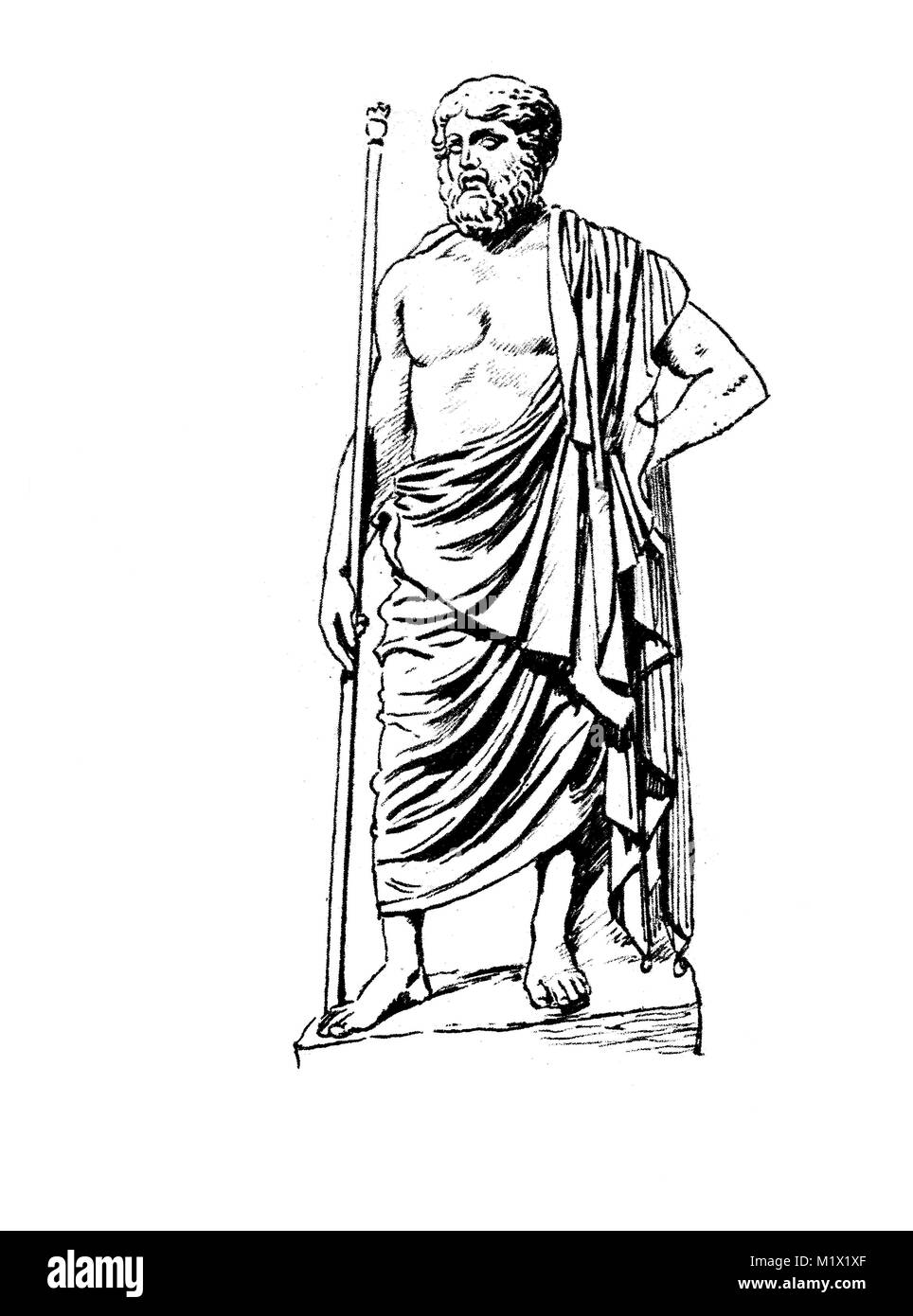 Mode, Kleidung in Griechenland, Blütezeit der 5.-4.Jh. v. Chr., eine mögliche Durchführung des oberen Bekleidung, den Himation, hier nach der Statue des Sophokles in 340 BC, digital verbesserte Reproduktion einer Vorlage drucken aus dem 19. Jahrhundert Stockfoto
