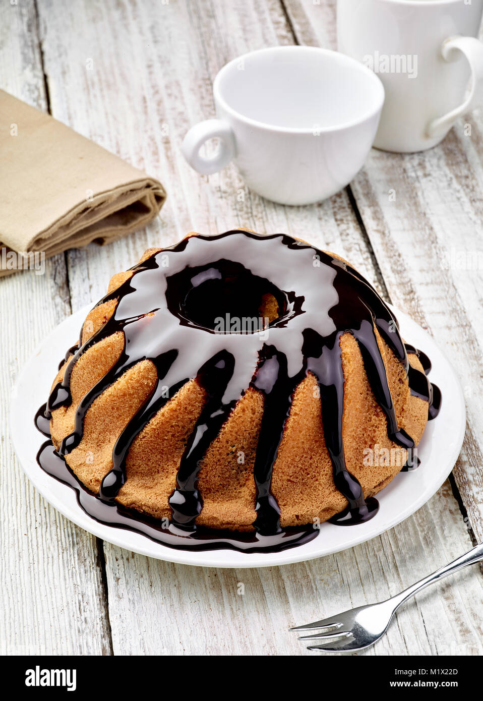 Nahaufnahme einer Schokolade Marmor Kuchen Stockfoto