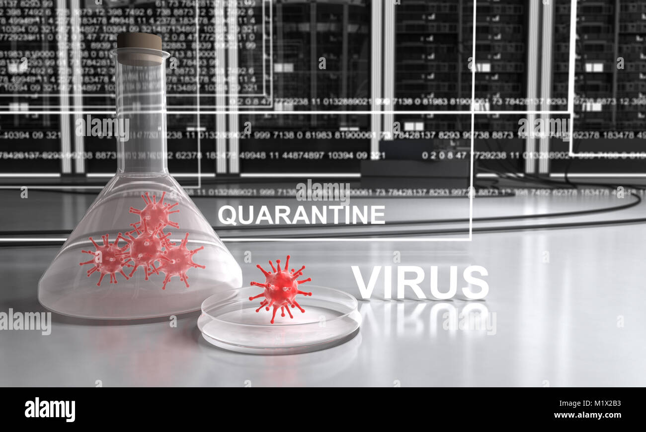 Virus und Quarantäne - 3D-Rendering Stockfoto