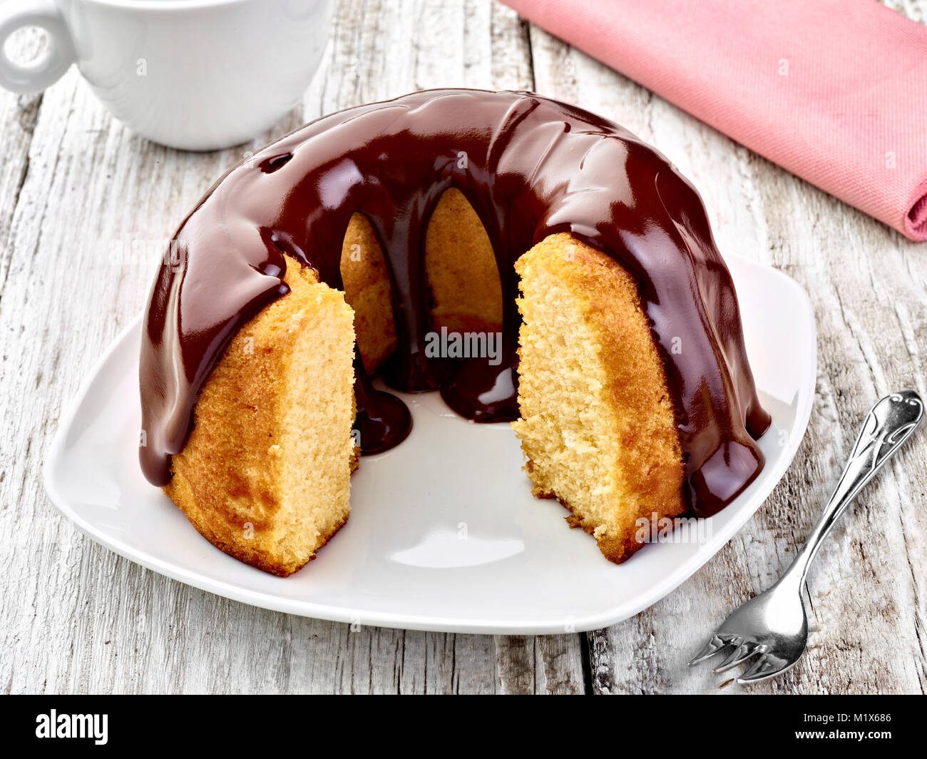Nahaufnahme einer Schokolade Kuchen Marmor Stockfoto