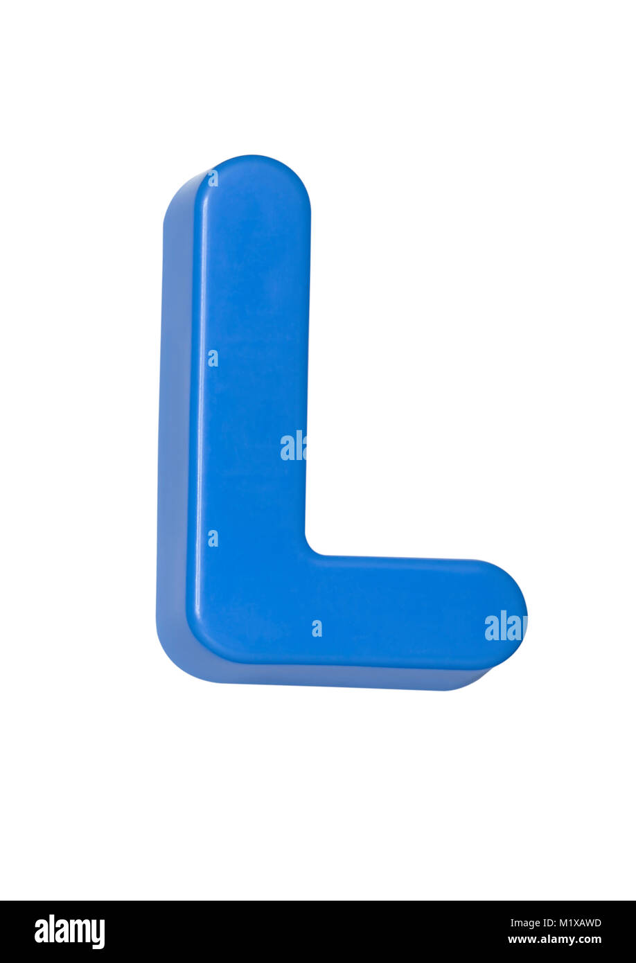 Ein ausgeschnittenes Schuß eines Kunststoff blau Buchstaben 'L' Stockfoto