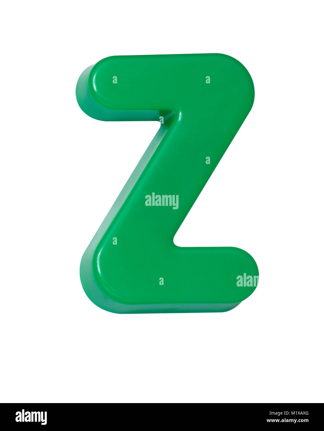 Ein ausgeschnittenes geschossen von einem grünen Kunststoff Buchstaben "Z" Stockfoto