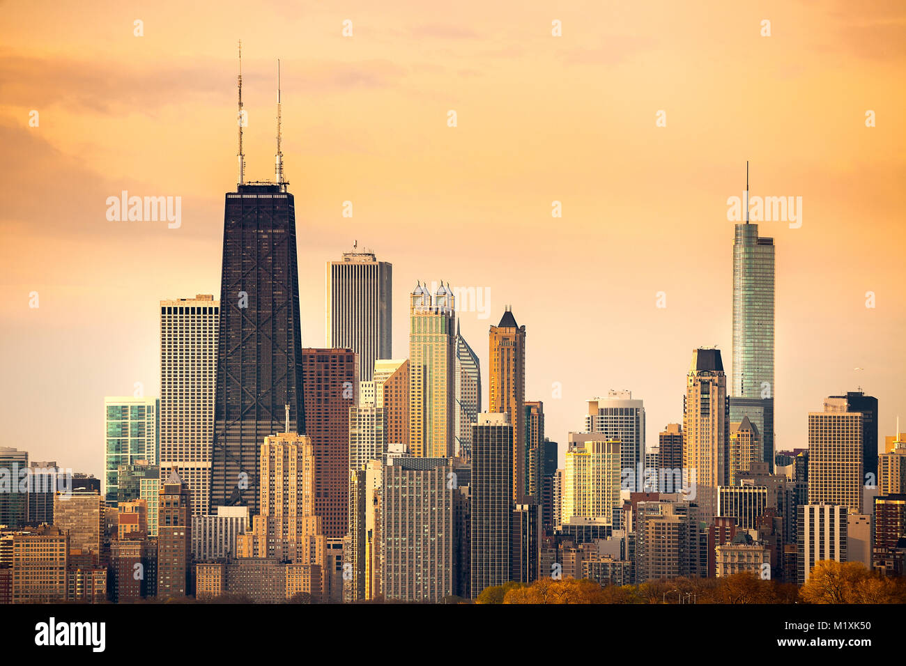 Downtown Skyline von Chicago, Illinois Stockfoto
