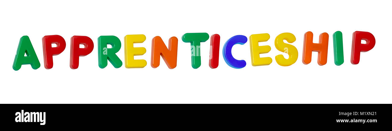 Das Wort "lehrlingsausbildung" aus farbigem Kunststoff Buchstaben Stockfoto