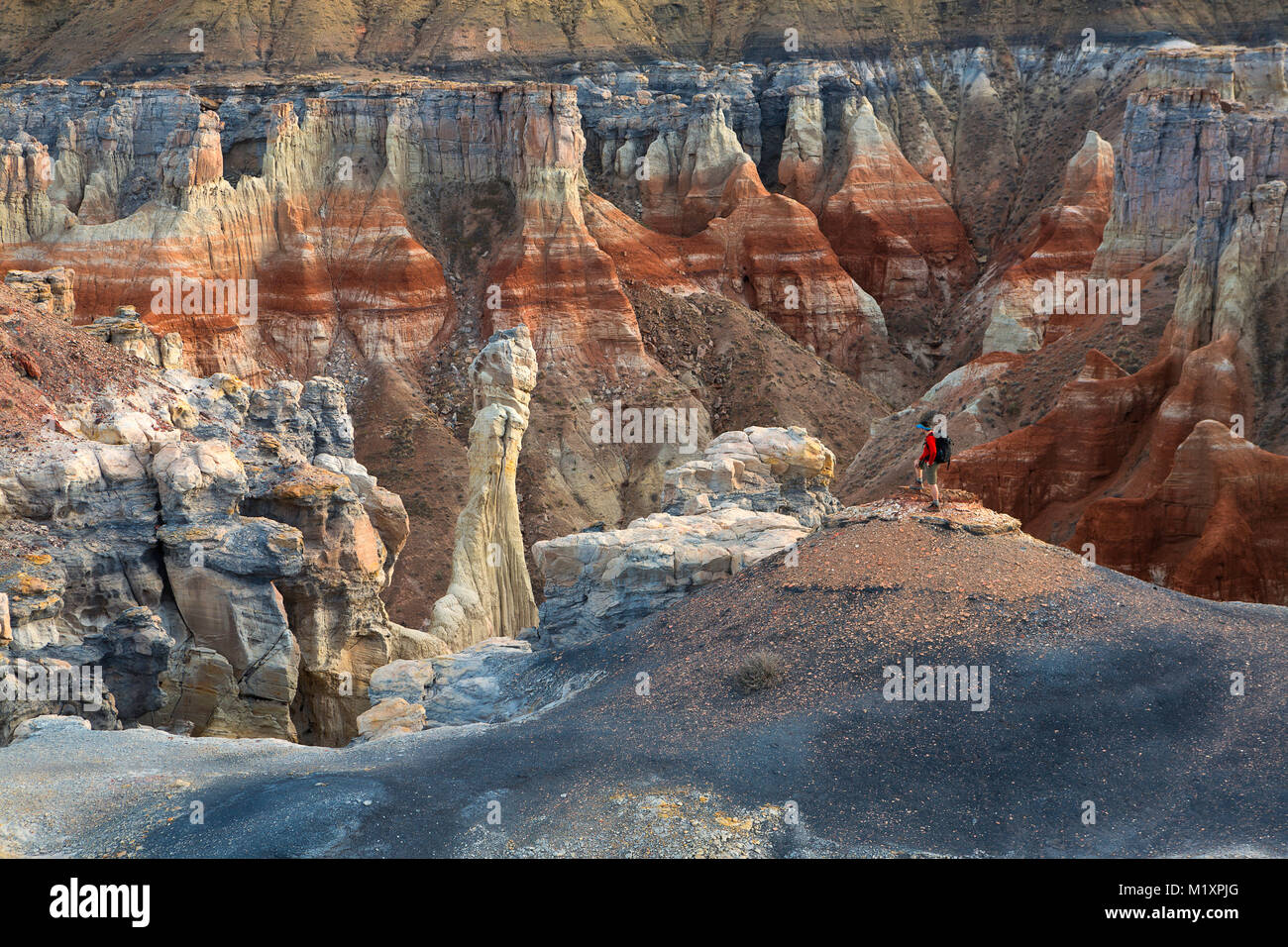 Adrian Klein erforscht Coal Mine Canyon in Arizona. USA Stockfoto