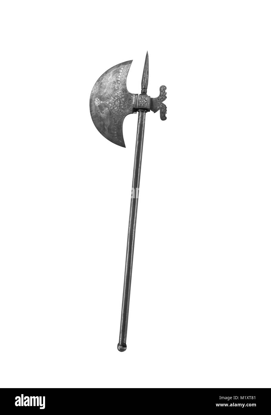 Alte Hellebarde oder Krieg ax auf einem weißen Hintergrund. Stockfoto