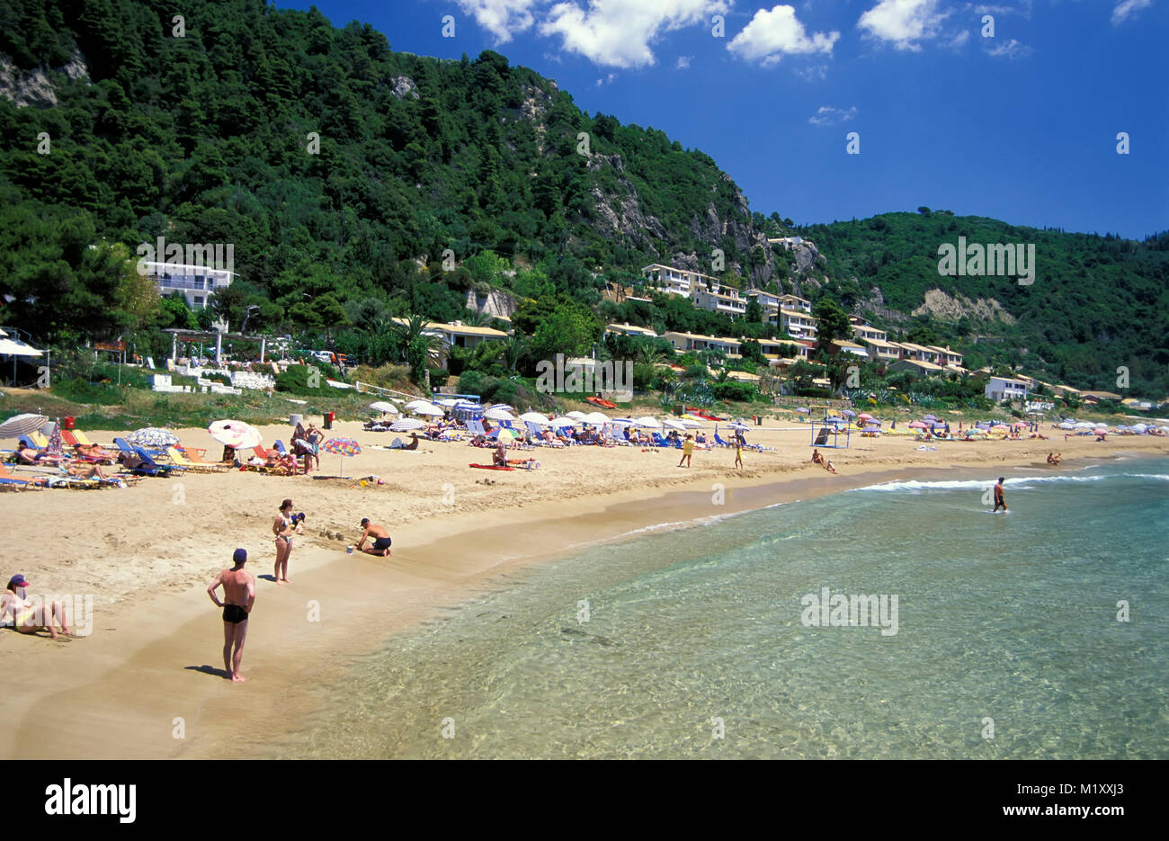 Glifada Golden Beach Korfu Griechenland Europa Stockfotografie Alamy