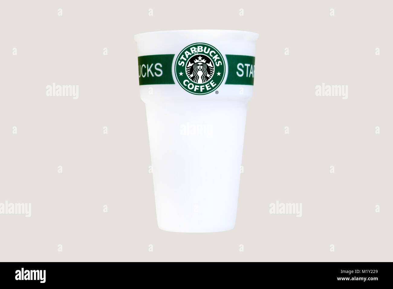 Starbucks im weißen Hintergrund Stockfoto