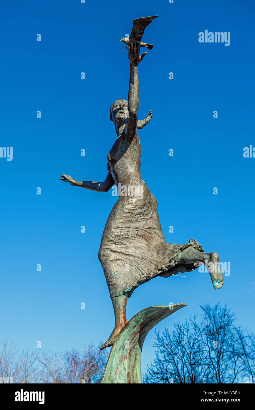 Statue Nereide in Kingsway Cardiff Stockfoto