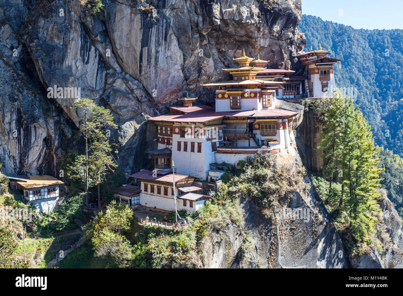 Paro, Bhutan. Der Tiger Nest Kloster. Stockfoto