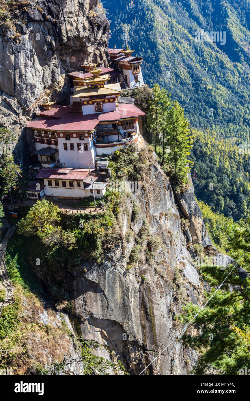 Paro, Bhutan. Der Tiger Nest Kloster. Stockfoto