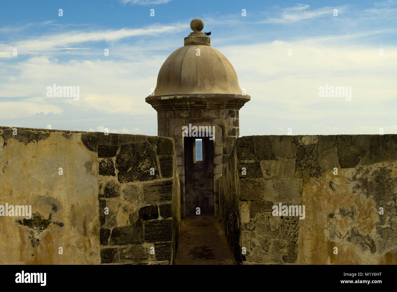 Sentry Box am Morro Castle Old San Juan, Puerto Rico Stockfoto