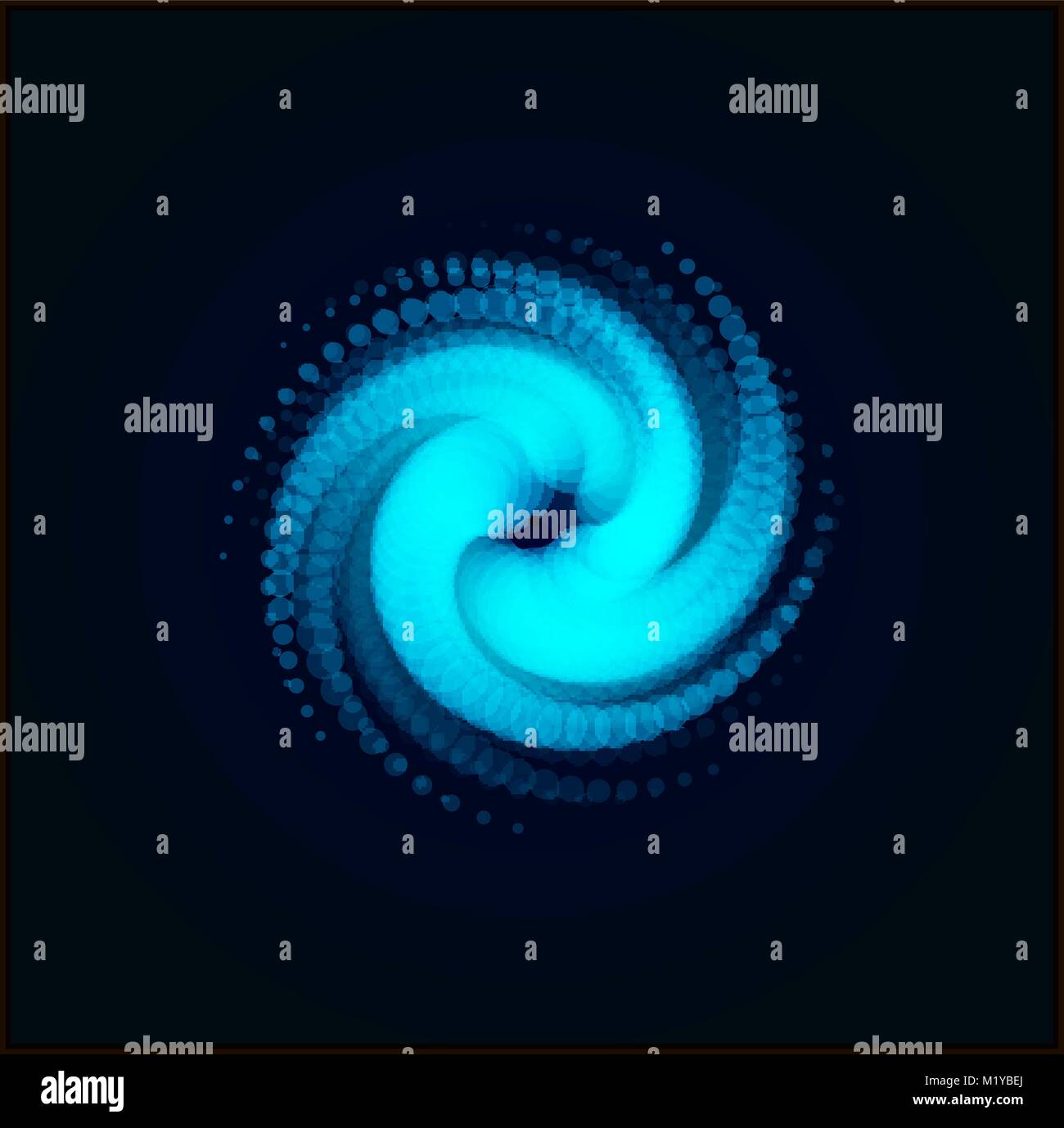 Hurrikan, Swirl, abstrakt spiralförmig von Kreisen, blau Vector Illustration auf schwarzen Hintergrund. Stock Vektor