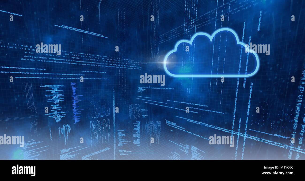 Cloud Symbol mit Blue Matrix Hintergrund Stockfoto