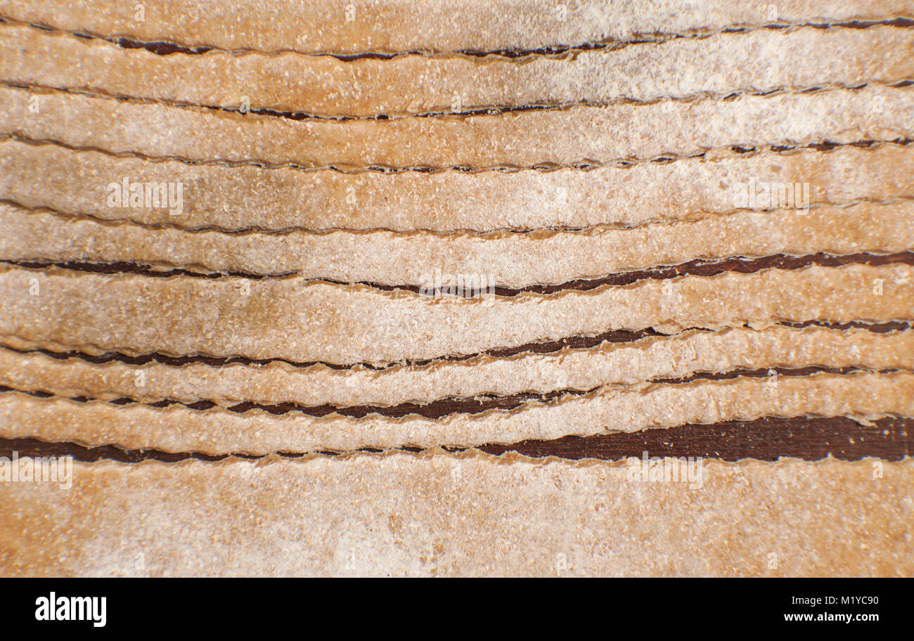 Hintergrund der trenette Pasta, beige Farbe und Linien Horizontale Stockfoto