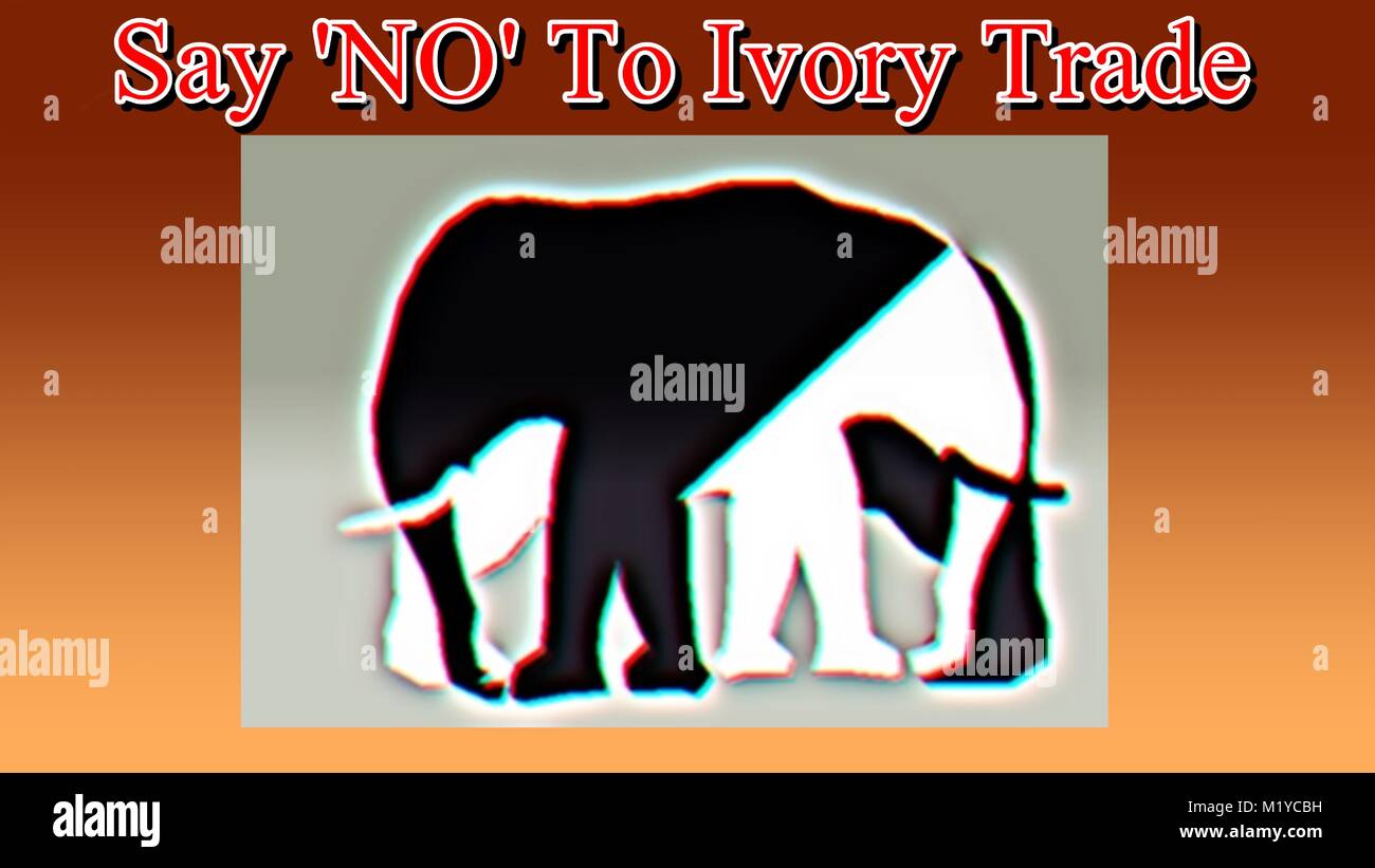 Plakat gegen Handel mit Elfenbein und Elefantenwilderei, awaress Stock Vektor