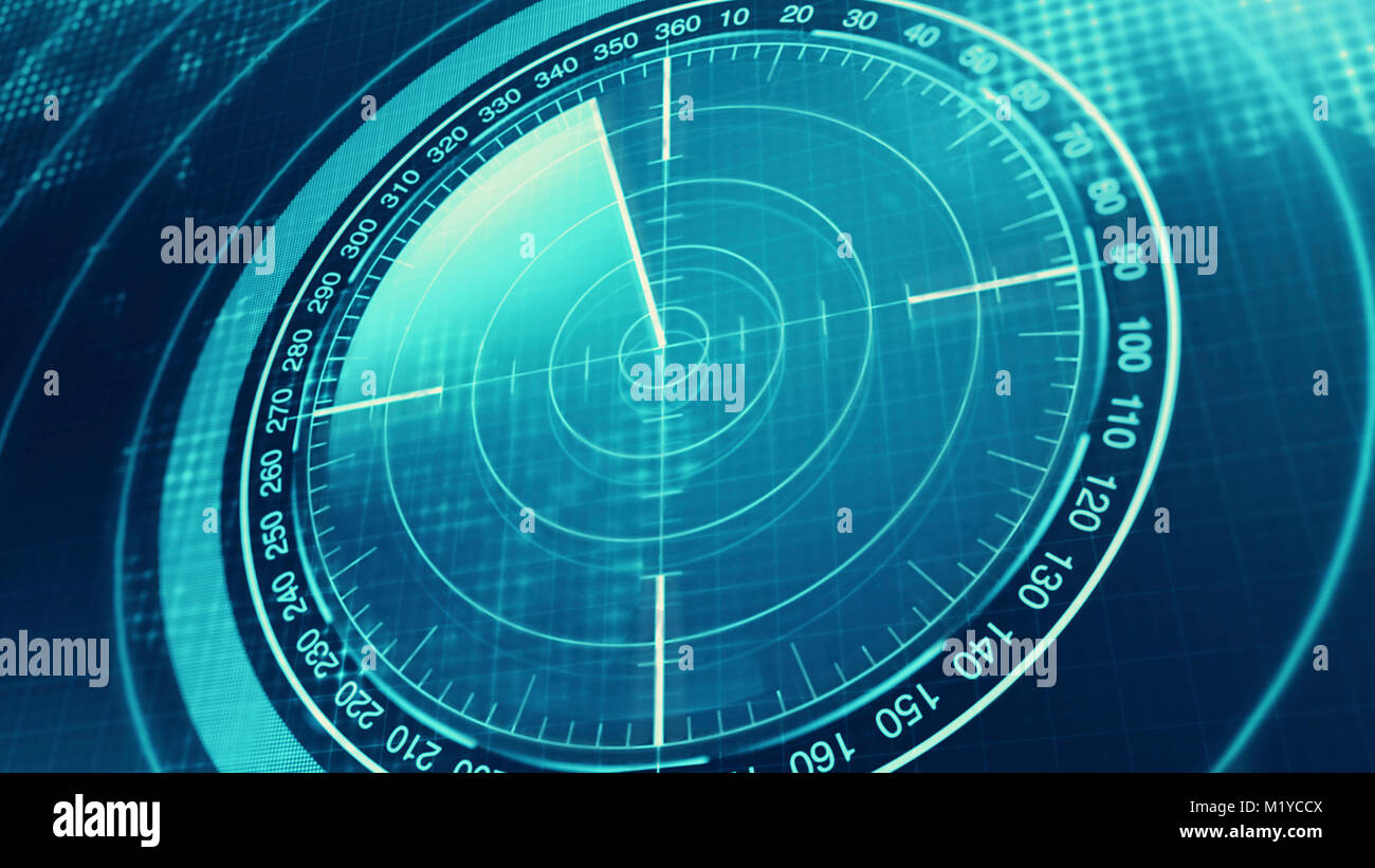 Bildschirm Echolot für U-Boote und Schiffe. Radar Echolot mit Objekt auf der Karte. Futuristische HUD Navigation monitor Stockfoto
