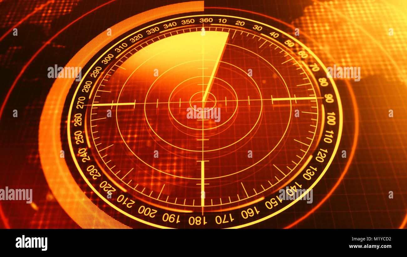 Bildschirm Echolot für U-Boote und Schiffe. Radar Echolot mit Objekt auf der Karte. Futuristische HUD Navigation monitor Stockfoto