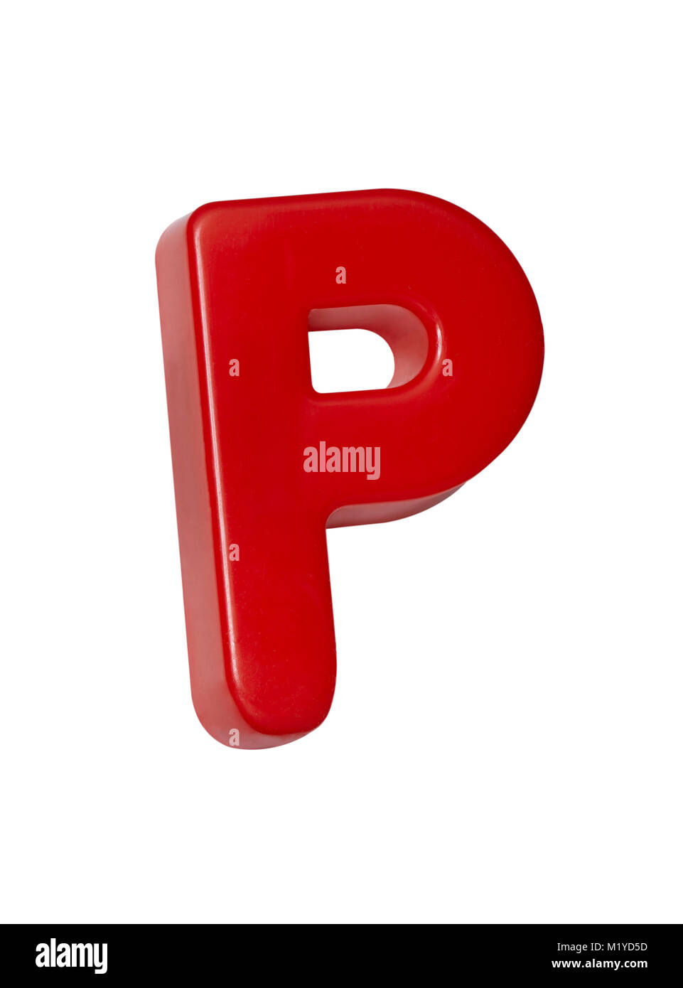 Ein ausgeschnittenes geschossen von einem roten Kunststoff Buchstaben "P" Stockfoto