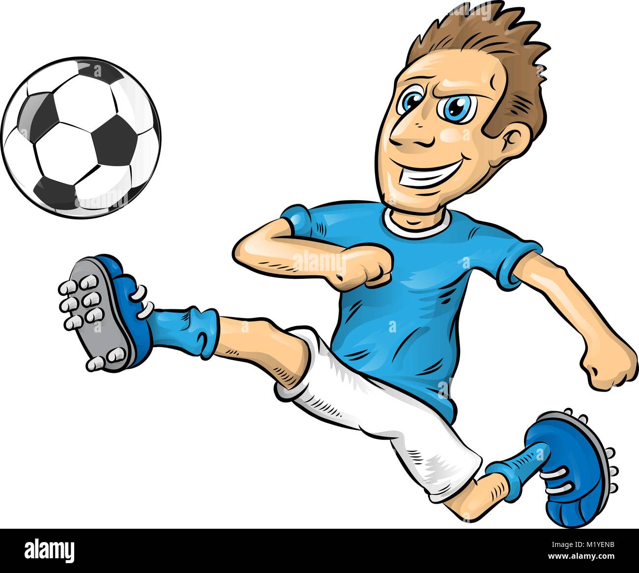 Fußball-Spieler cartoon whit Fußball Stock Vektor