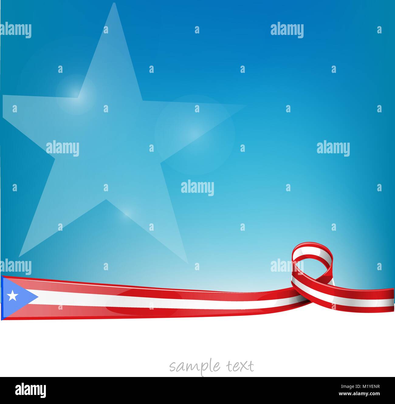 Puerto Rico ribbon Flagge auf blauen Himmel Hintergrund Stock