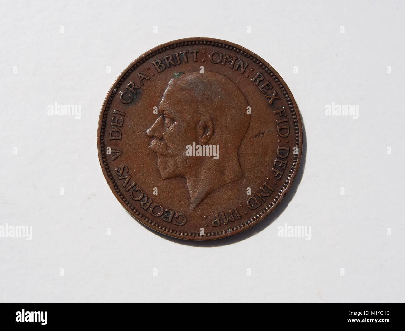 Ein 1936 britische Penny Münze, die den Kopf von König George V Stockfoto
