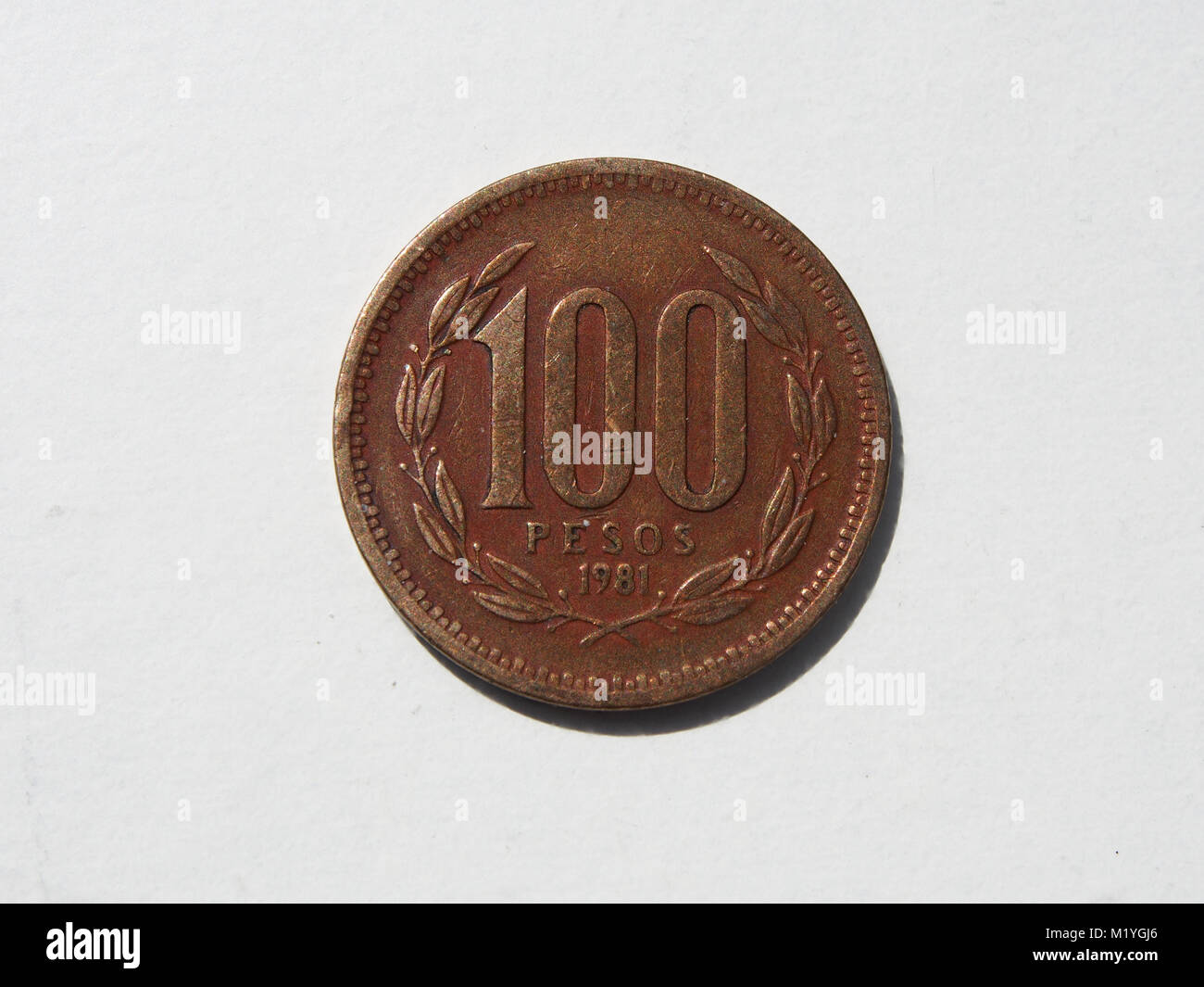 Ein Chile 100 Peso Münze Stockfoto