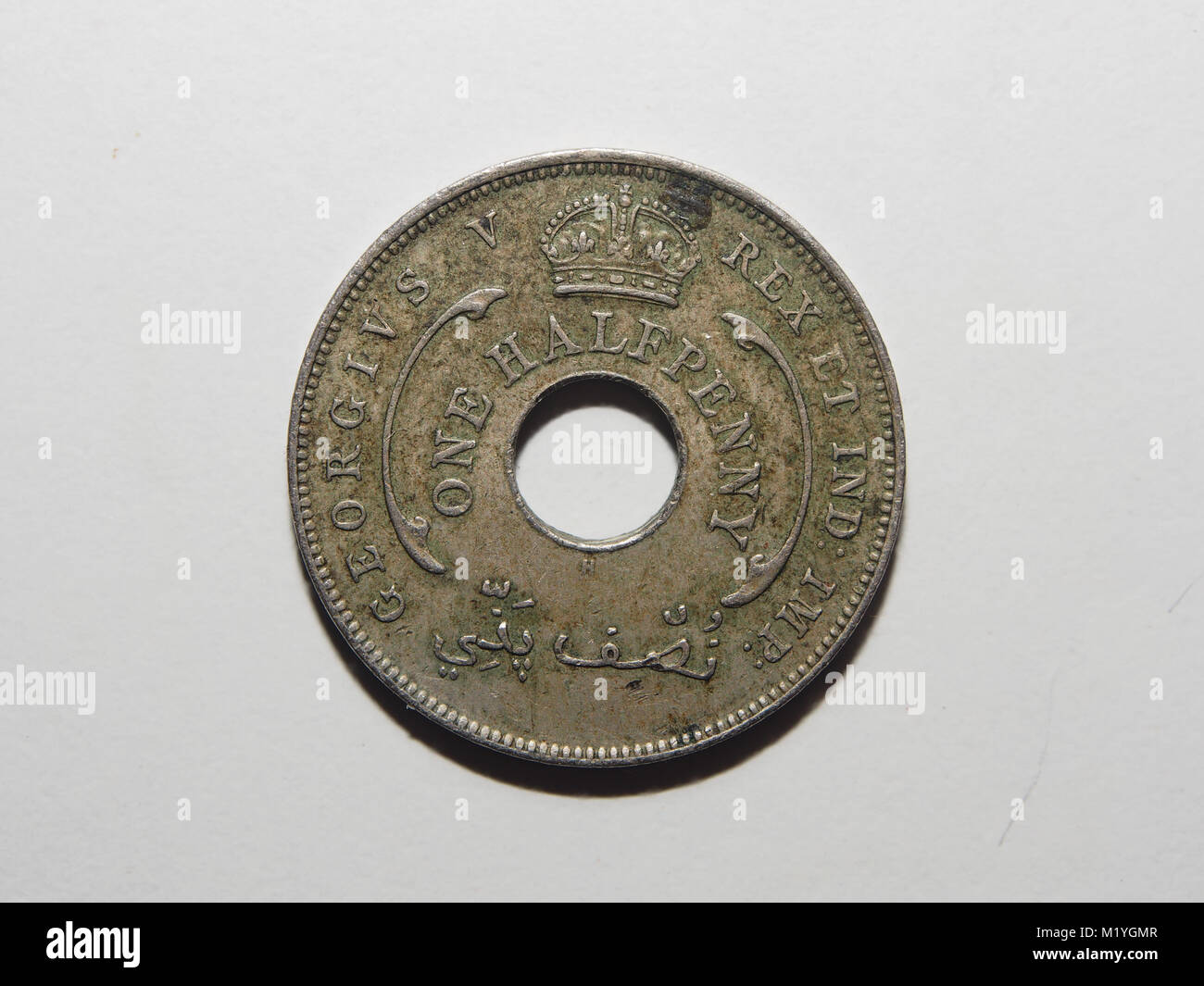 Ein 1915 ein halfpenny Münze aus Britisch West Afrika Stockfoto