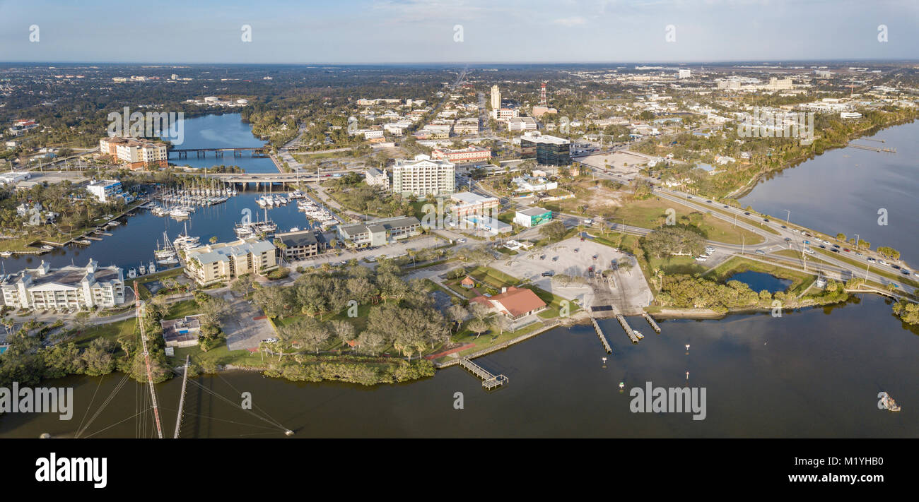 Von Melbourne Florida historische Innenstadt ist am Ufer des Indian River Lagoon Stockfoto