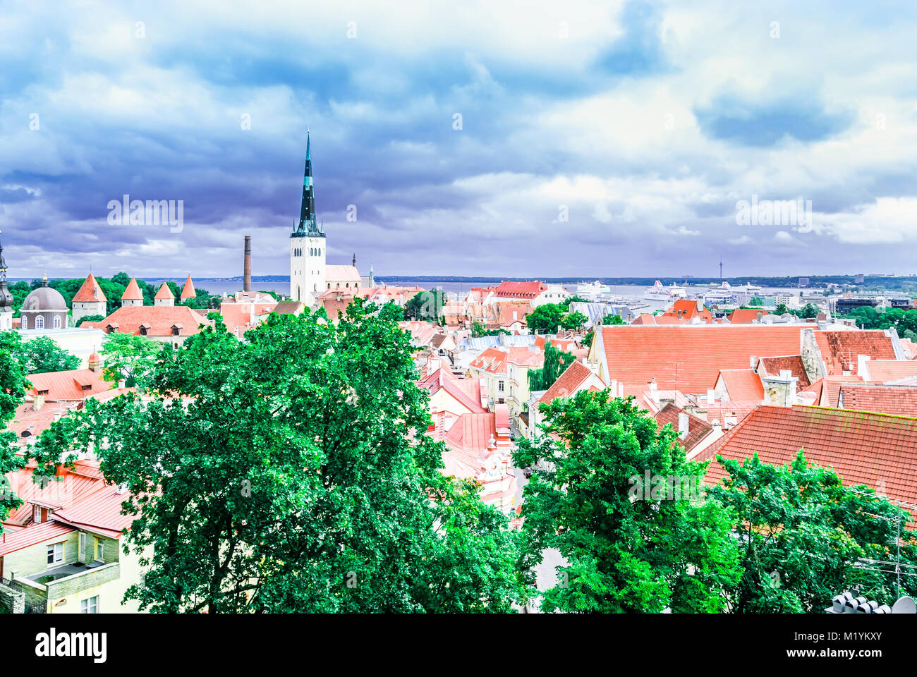 Blick auf die Stadt der historischen Altstadt von Tallinn - Estland Stockfoto