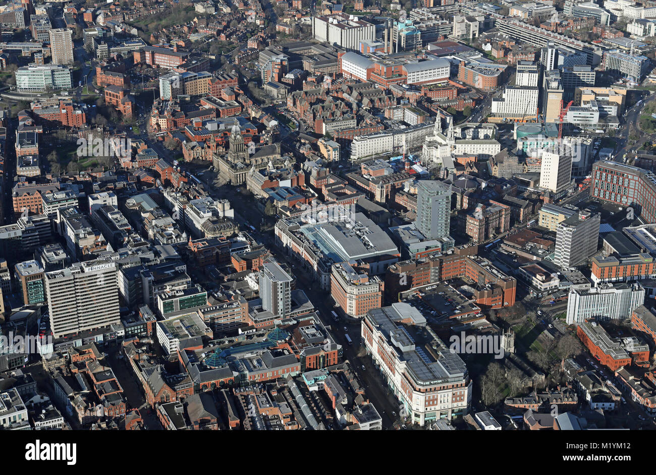 Luftaufnahme von Leeds City Centre 2018, Großbritannien Stockfoto