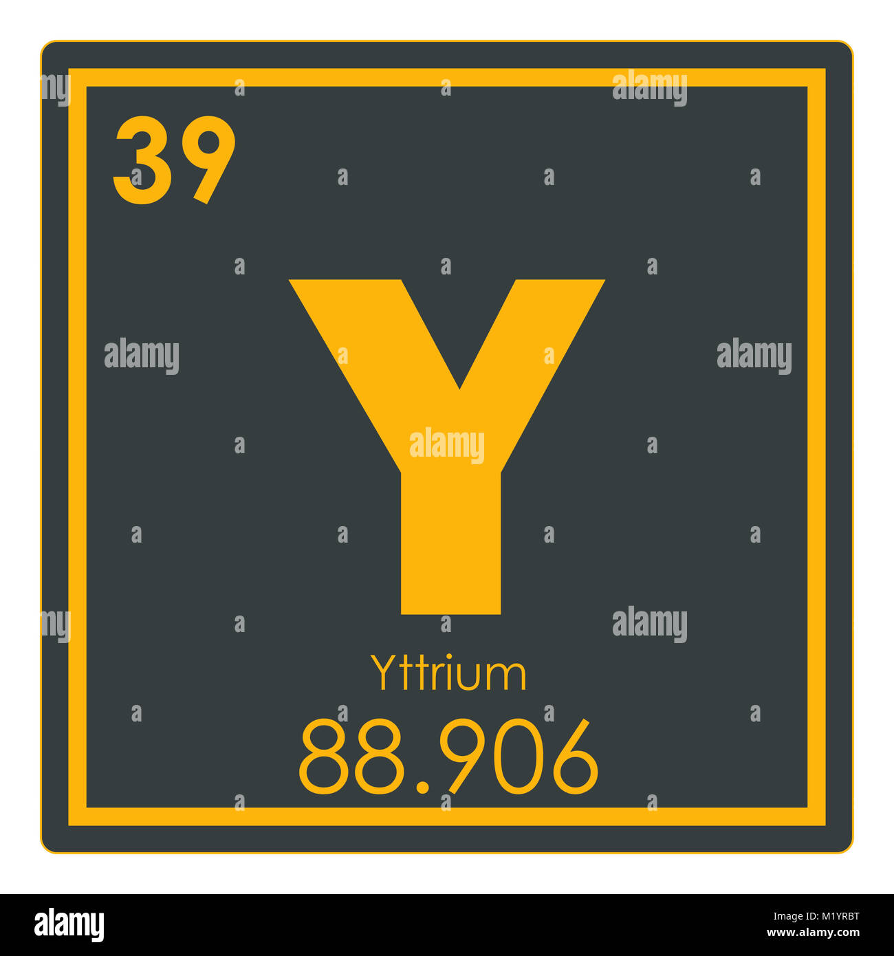 Yttrium chemische Element Periodensystem Wissenschaft Symbol Stockfoto