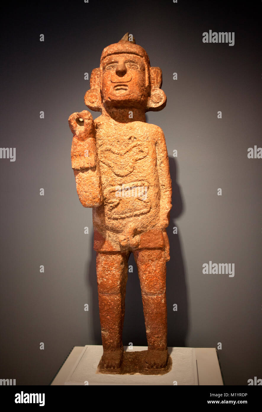 Ein Bild des Gottes Xipe-Totec in Museo Amparo angezeigt, in Puebla de los Angeles, Mexiko Stockfoto
