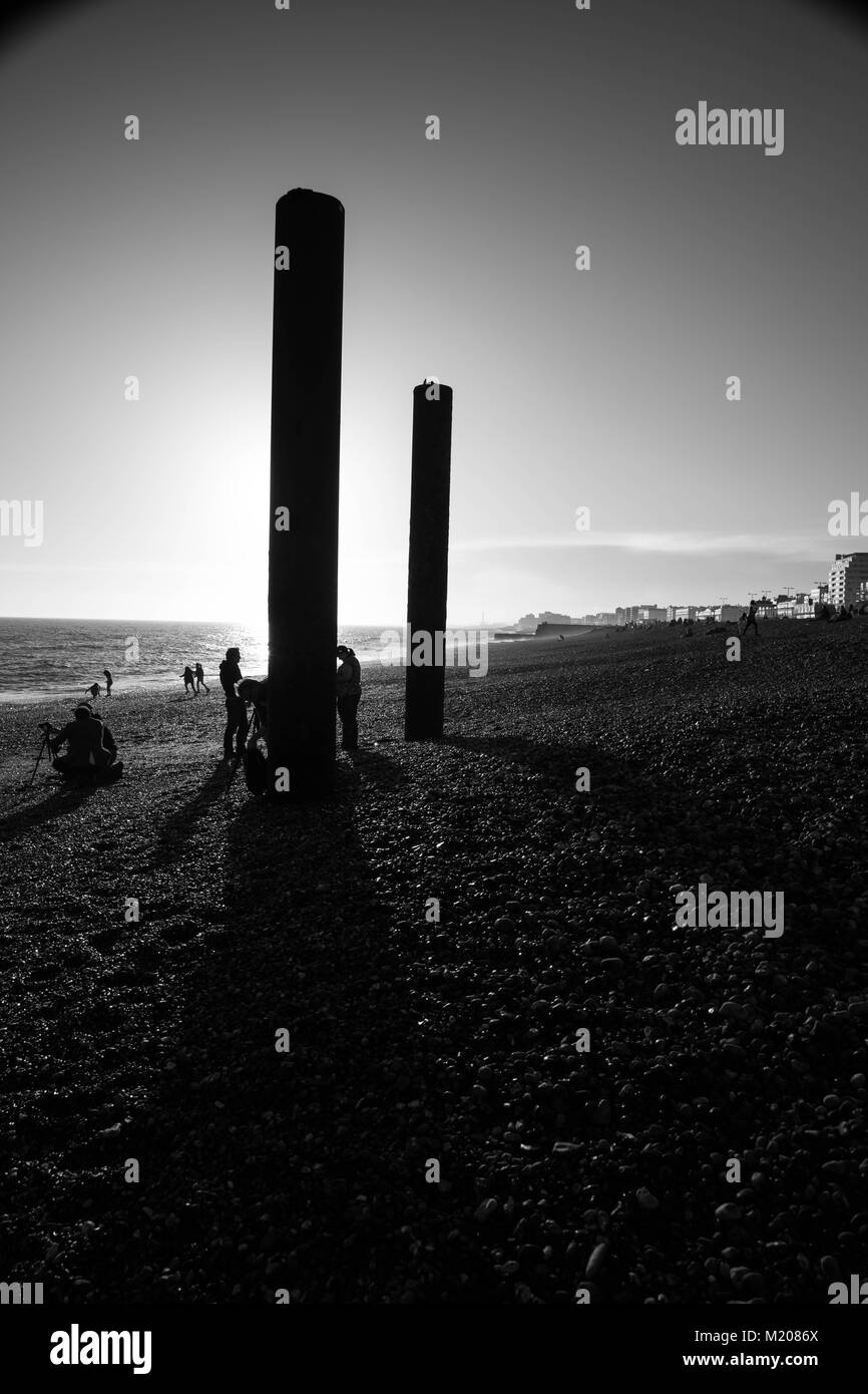 Brighton Beach Sonnenuntergang und i360 Stockfoto
