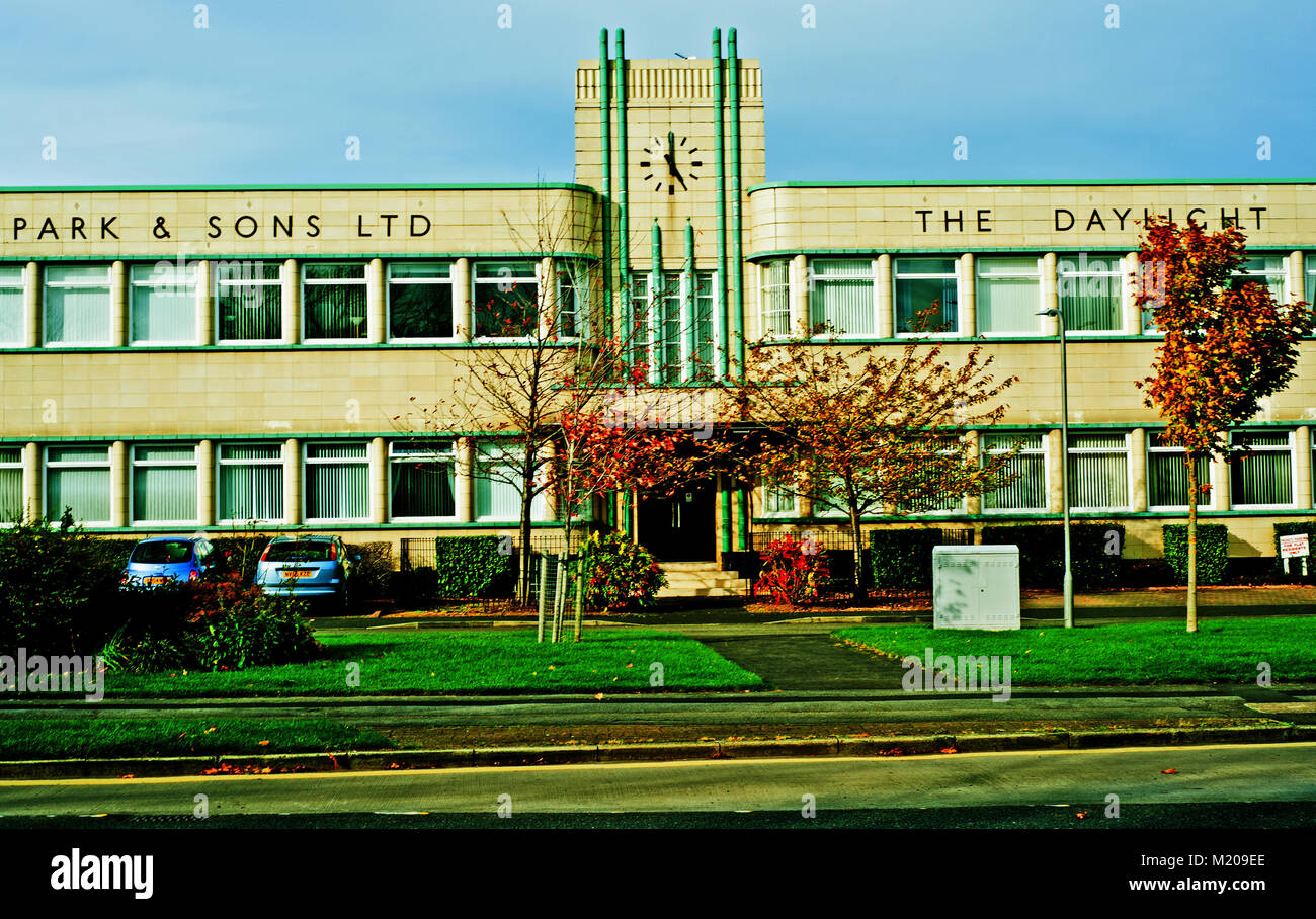 Ehemalige Art Deco gestaltet Funken Bäckerei zu Wohnungen umgebaut, Stockton on Tees, Cleveland Stockfoto