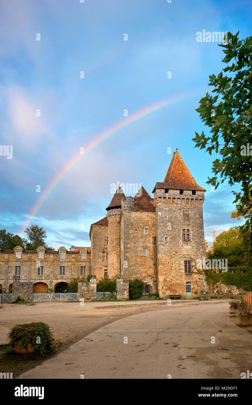 Das Chateau de la Marthonie in St Jean de Cole in der Dordogne Frankreich - eines der schönsten Dörfer von Frankreich Stockfoto