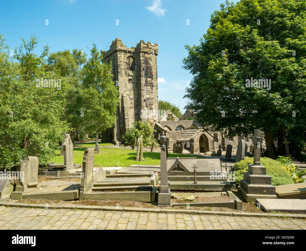 Der hl. Thomas Becket zerstörte Kirche. Heptonstall Dorf Calderdale. West Yorkshire. North West England Stockfoto
