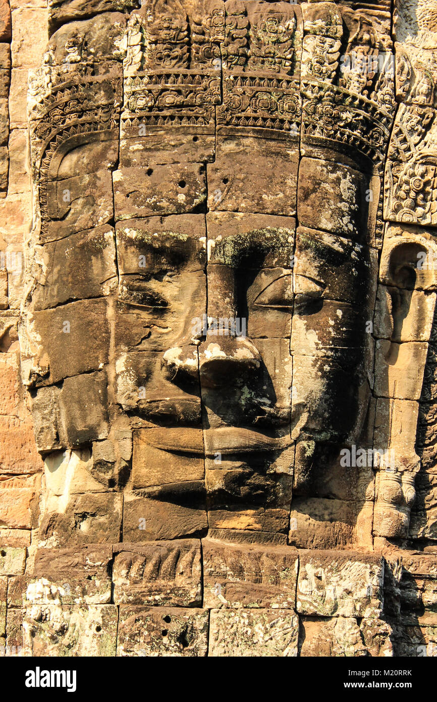 Bayon Gesicht, Tempel von Angkor - Siem Reap, Kambodscha Stockfoto