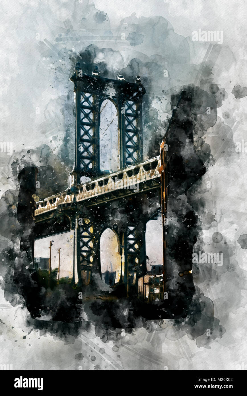 Brooklyn bridge watercolor -Fotos und -Bildmaterial in hoher Auflösung ...