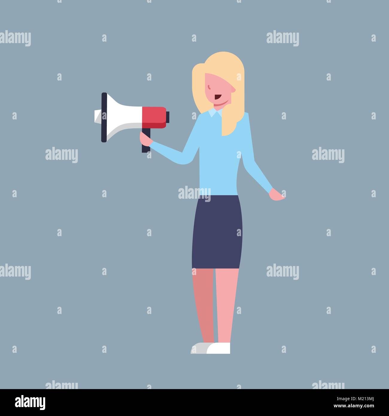 Business Woman halten Megaphon Leader Geschäftsfrau Boss Corporate isoliert Stock Vektor