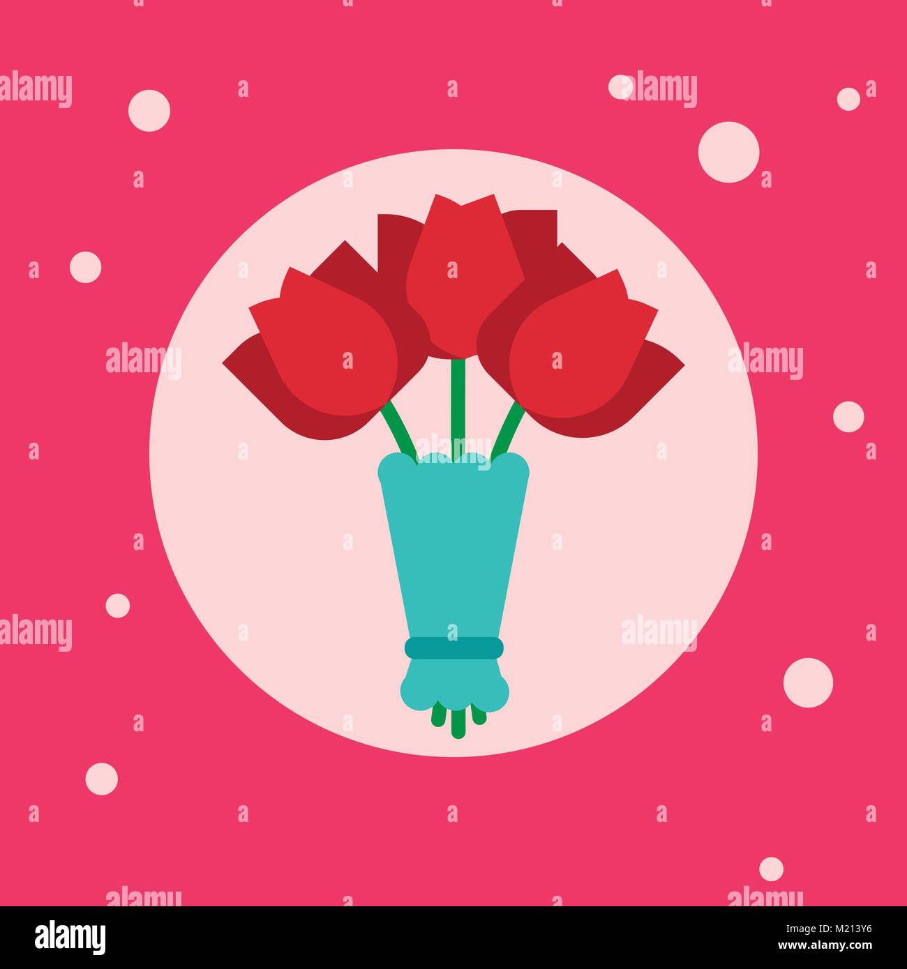 Blumenstrauß aus Tulpen Blumen auf rosa Hintergrund Stock Vektor