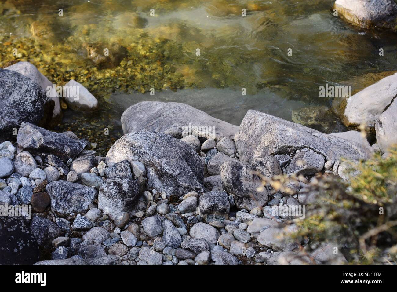 Ein Foto, das ich von einer Bank ein kleiner Bach in einem Wald im Norden von Sikkim, Indien nahm Stockfoto